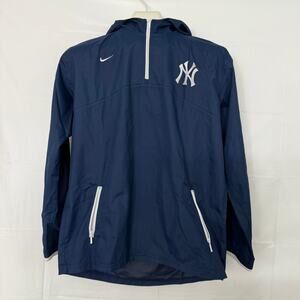Vintage Nike MLB NY Yankees Blue Hooded Pullover 1/4 Zip Windbreaker